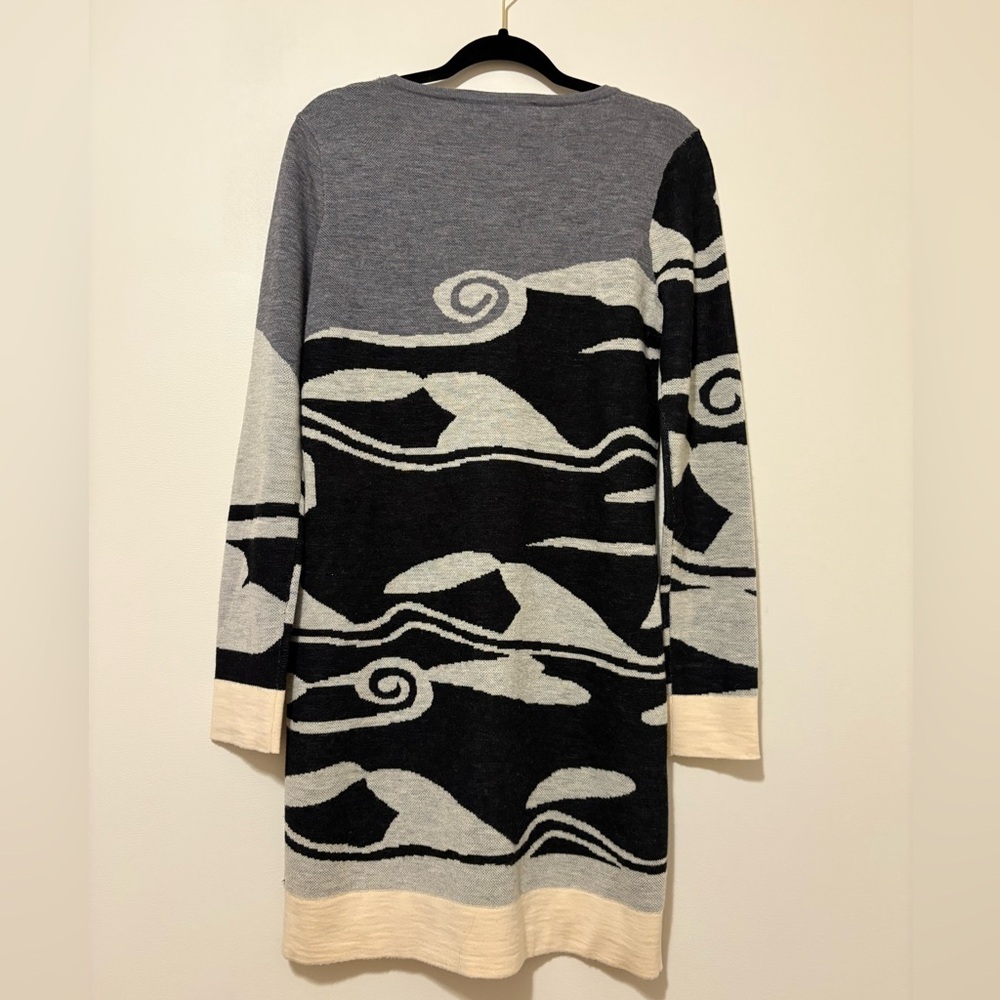 Diane Von Furstenberg Gray and Black Long Sleeve Dress Size M Wool - Picture 7 of 13